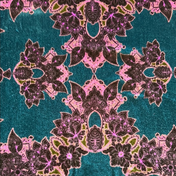 Sundance Velvet Floral Dress in Teal, with Shades of Purple and Pink & Green - Picture 3 of 10